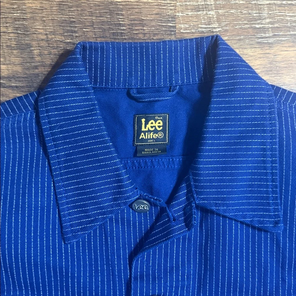Lee x Alife Art Museum Pinstripe Trucker Jacket Blue - Size Large